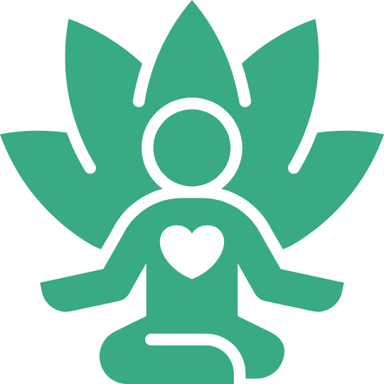 Persona meditando con corazón